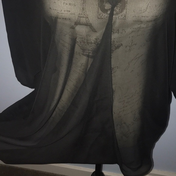 💥SALE💥 🔴2/$10 Metaphor Black Sheer V-Neck Top - Picture 3 of 6